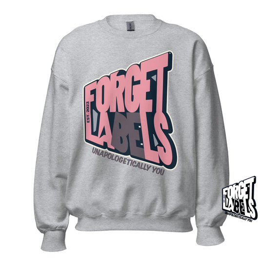 FORGET LABELS™ Unisex Impact Crew Neck Sweatshirt - Pink/Sport Grey - FORGET LABELS™