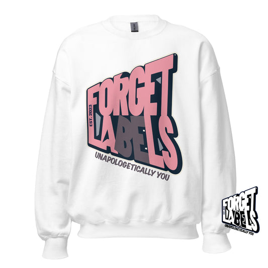 FORGET LABELS™ Unisex Impact Crew Neck Sweatshirt - Pink/White - FORGET LABELS™