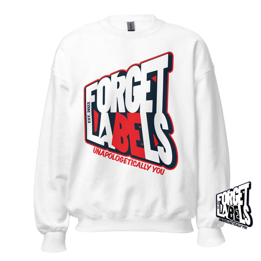 FORGET LABELS™ Unisex Impact Crew Neck Sweatshirt - White - FORGET LABELS™