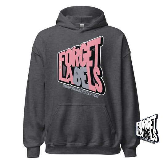 FORGET LABELS™ Unisex Impact Hoodie - Pink/Dark Heather - FORGET LABELS™