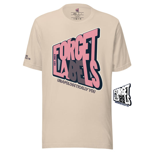 FORGET LABELS™ Unisex Impact T-Shirt - Pink/Soft Cream - FORGET LABELS™